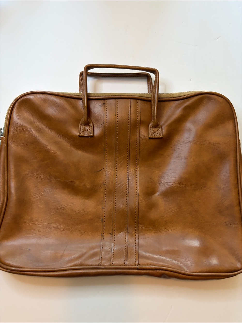 Vintage Tan Leather Briefcase Laptop Business Unique